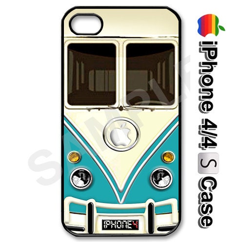 Volkswagen VW Retro Camper Vans Minivans Turquoise Apple iPhone 4 4s Hard Case Cover Casing