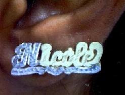 14k GP DOUBLE Plate name earring studs/PERSONALIZED/s1