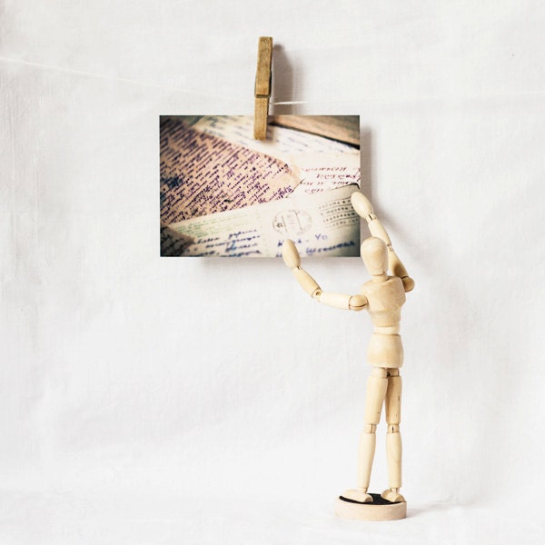 Blank postcards for postcrossing with an image of the old letters - set of 4 similar postcards