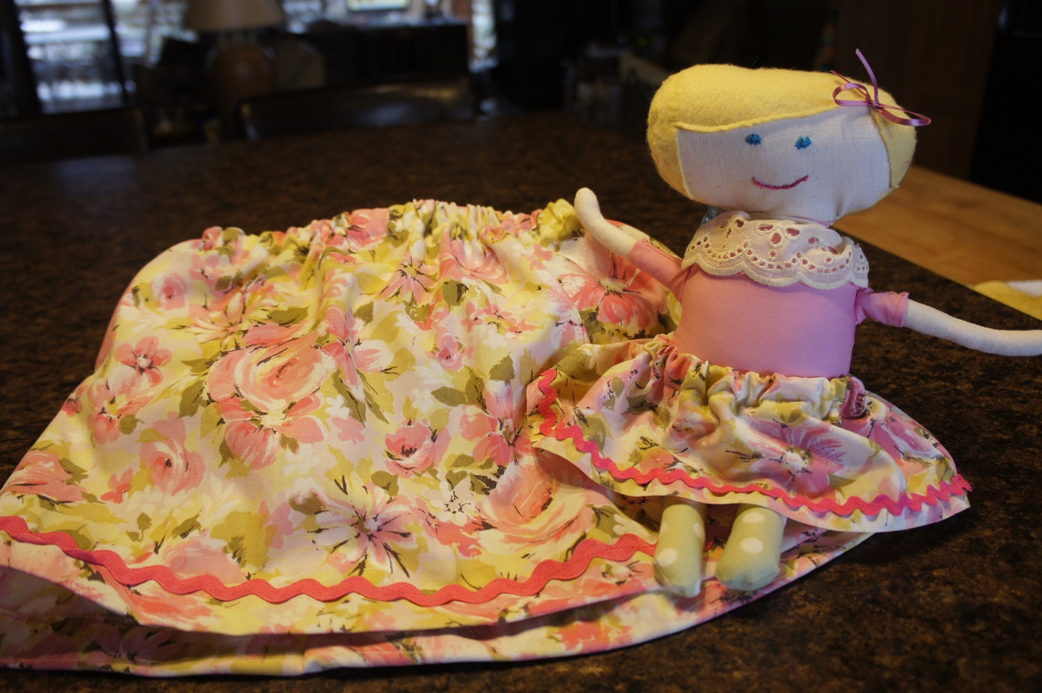 fabric cloth rag doll with matching skirt for your toddler handmade coordinating gift set dolly and me
