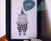 Cat Lovers or Dog Lovers. Set of two Postcards Perfect for framing. Original Handmade Drawing Colored Digitally