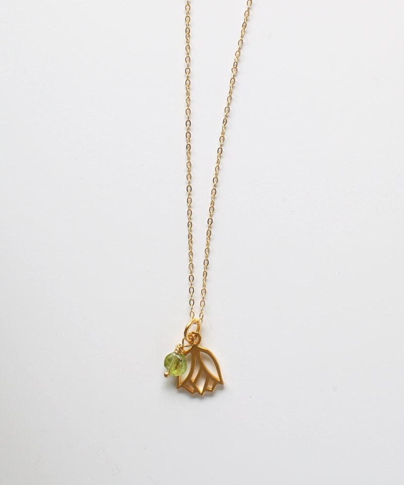 24K Gold Flower Necklace - Gold otus Necklace, Gold Vermeil, Lotus, Blossom, Peridot, Pendant, FREE SHIPPING - Talulah Lee