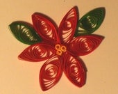 4  paper quill poinsettias for embellishment for your Christmas card, tags, decoration