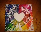 Melted Crayon Heart Art on Canvas