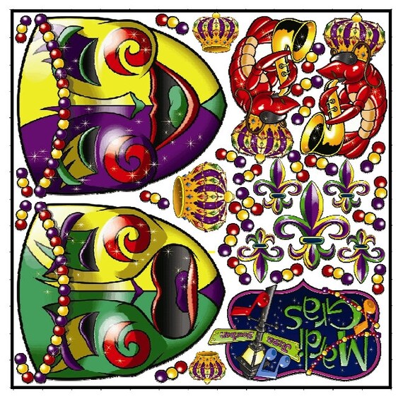 Mardi Gras Graphic Kit - reusable decal sticker decorations Il_570xn