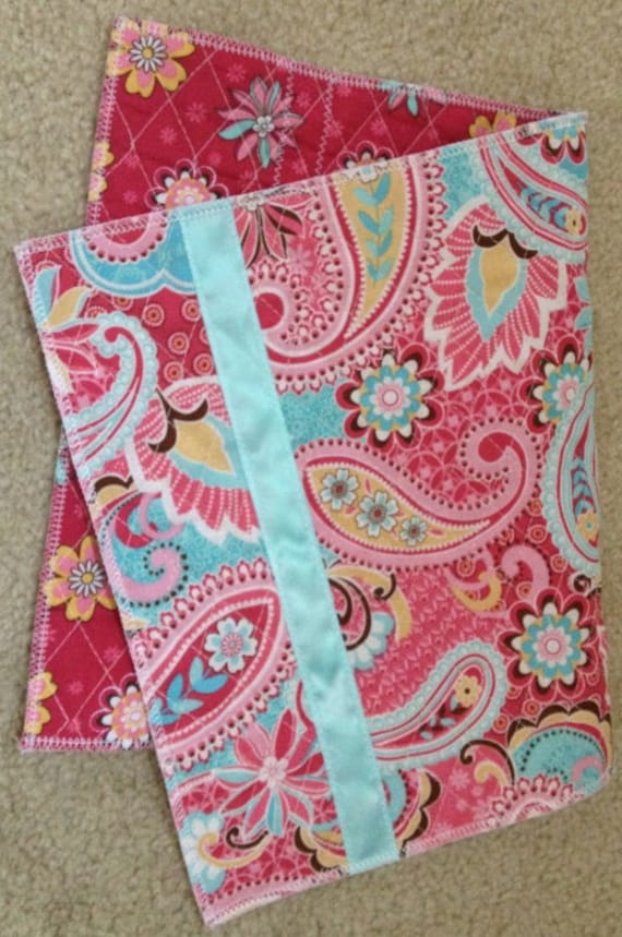 Pink Paisley Burp Cloth with Ribbon Detail