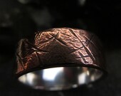 Mens textured rustic copper wide wedding ring gift industrial steampunk band made to order  design 05