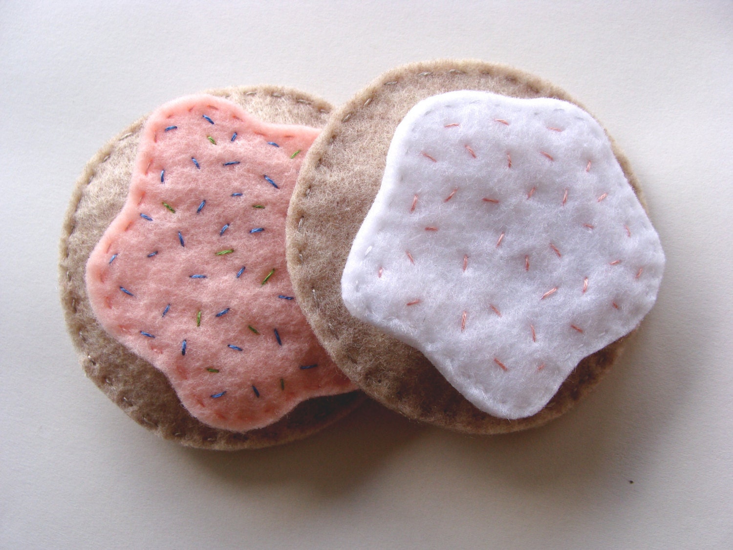 Felt Sugar Cookies, Tea Party, Felt Food, Pink and White, for Play & Pretend- Made to Order