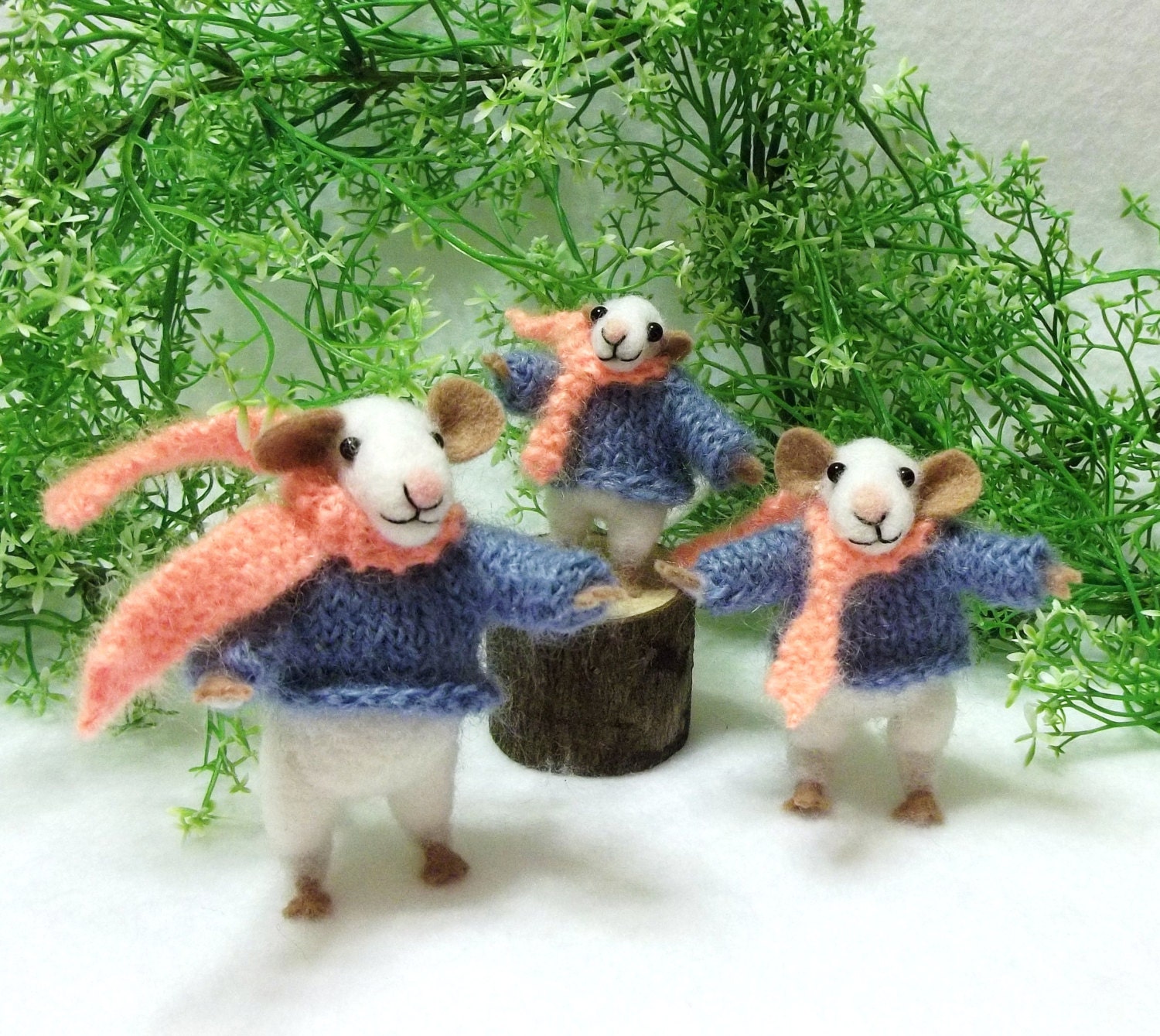 Mouse Family Needle Felted and Soft Sculptures