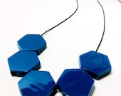 Geometric Blues Hexagon Necklace