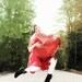 Floating Away Graphic - FREE SHIPPING - Print Bright Girl Red Heart Love Balloon Green Road Path Digital Poster Surreal