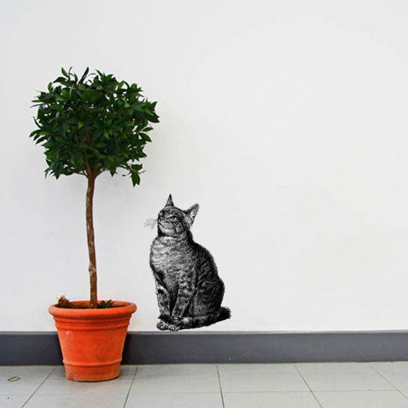 Etched Cat Wall Decal