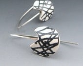 Simple and modern black and white contemporary abstract earrings