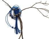 Dark Blue Macrame Owl Necklace