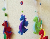 Baby Mobile - Baby Crib Mobile - Dragon Mobile - Nursery Baby Room "Darling Dragons" (You can pick your colors)