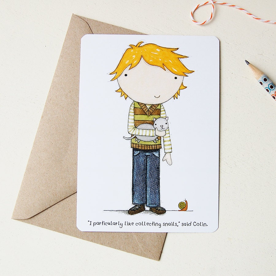 Postcard - Colin the Snail Collector - Single Card (Blank)