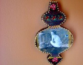 1920s Style Ornament with Semi Nude Lady, Butterfly and Flowers