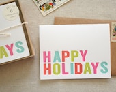 Set of 6 - Happy Holidays Letterpress Card