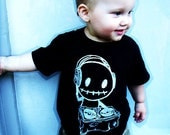 Rocky The Zombie DJ Black T-shirt kids Music Notes Stars
