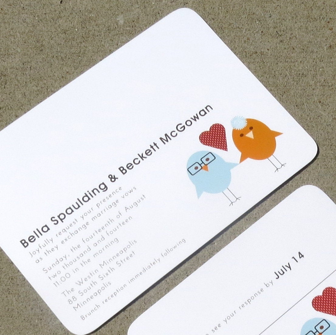 Wedding Invitation Modern Love Bird - Bella2 Wedding Deposit