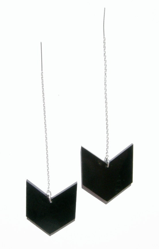 black acrylic chevron earrings