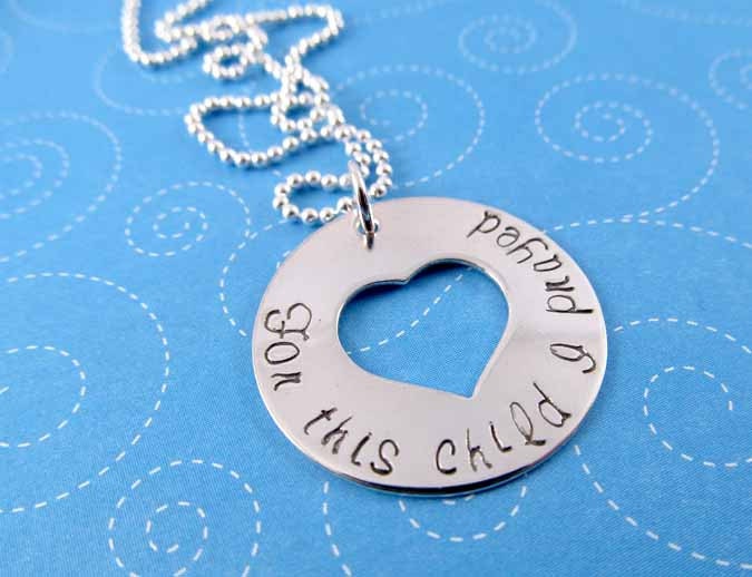 For This Child I Prayed, Mother's Necklace, Heart Washer, Sterling Silver , Adoption Necklace, Pregnancy, or Parenting after Infertility