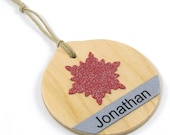 Personalized Christmas Ornament Crimson Red Snowflake Your Text - 2012 - Name Ornament - Our First Christmas - Family Christmas Ornament