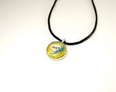 Hope Charm Necklace Yellow and Turquoise Resin