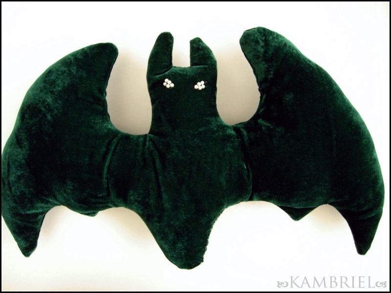 Vintage Velvet Absinthe Bat Pillow