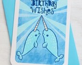 Narwhal Happy Birthday Wishes Notecard