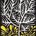 Yellow, White and Black Plants Art Print - Mod Organic Leaves Botany Wall Decor - 3rd in Series of 3