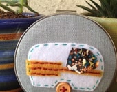 Camper Travel Trailer in a Vintage Embroidery Hoop - Felt and Fabric
