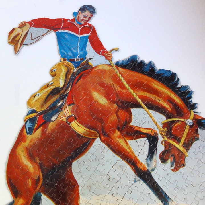 Vintage 1950s Cowboy Shaped Puzzle