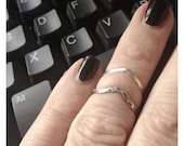 Chevron First Knuckle Ring in Hammered Silver