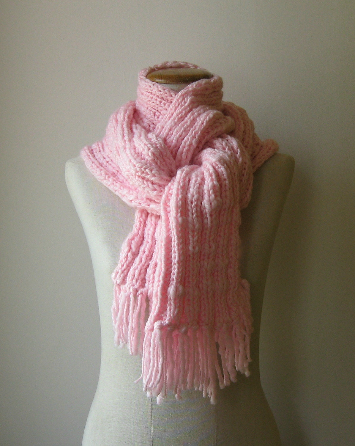 Chunky Scarf Knitted in Pink