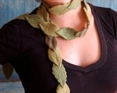 leafy scarf or garland - upcycled wool felt