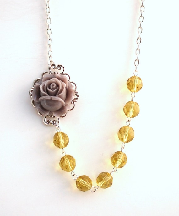 Asymmetrical Gray Rose Necklace Buy 3 Get 1 Free