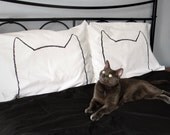 His and Hers Cat Nap Pillow cases, King Size Set of 2, 300TC, gift for couples, cat lady, kitten gift