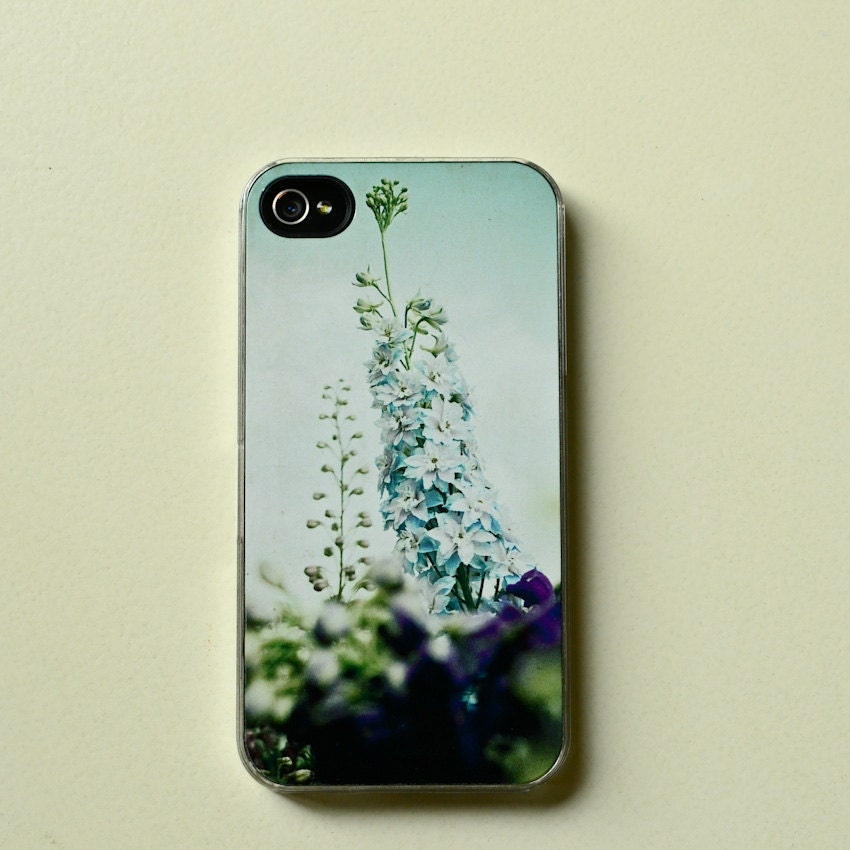 Spring .iphone cover . iphone 4s case . pastel blue . flower photography . garden . delphinium. cottage chic . for her .custom phone case