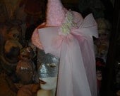 Breast Cancer Awareness Mini Floral Witch Hat with Vintage Glitter Face Mask