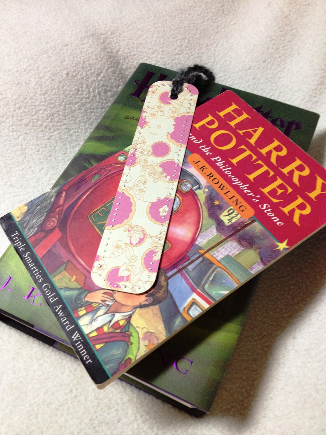 Paper Bookmark in Pink Flambe, Honey Gold and Titanium Grey