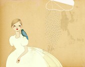 Parrot Girl art print of original drawing