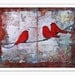 Art Print Ruby 8X10 Red Birds on a Wire Cozy Home and Garden, Fresh Trends