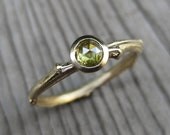 Yellow Rose Cut Diamond Twig Ring, Yellow Gold