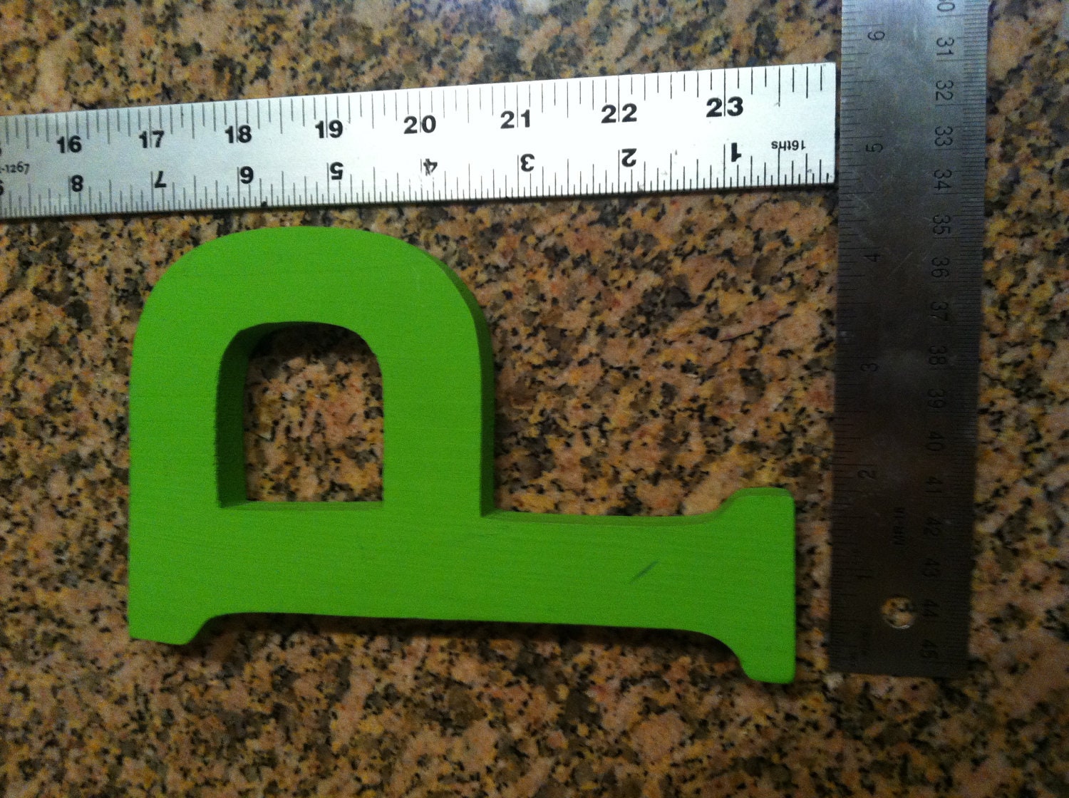 Wooden Capital Letter Green  P "P" 7 inches