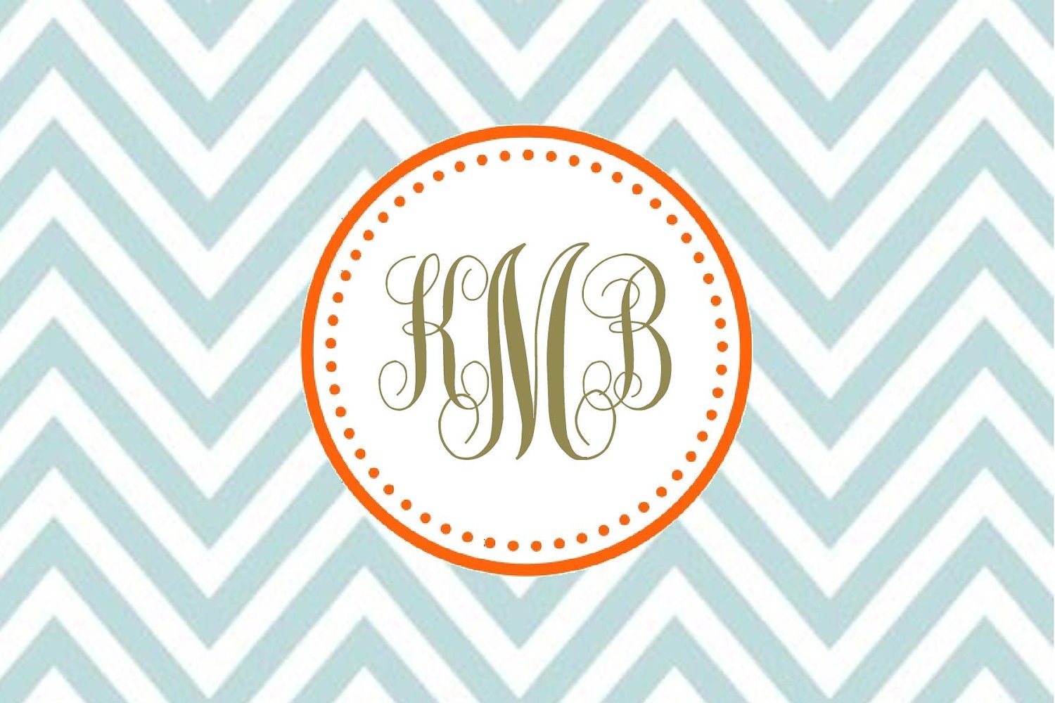 Chevron Monogram Folded Notecards