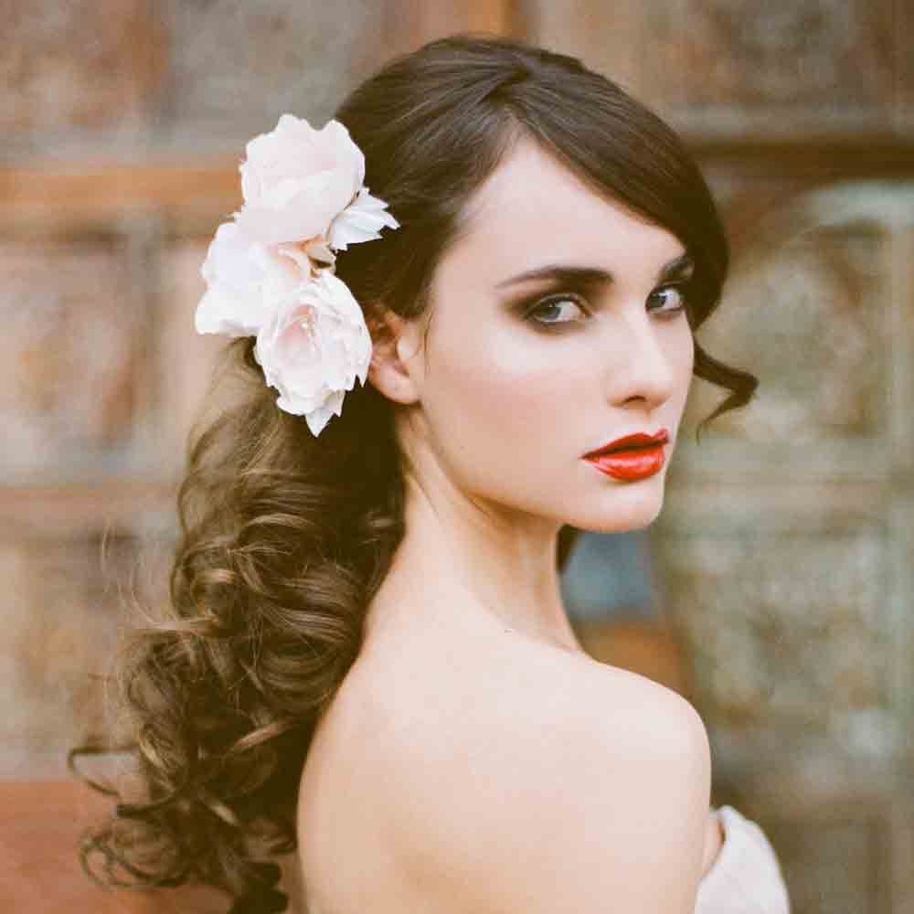 Bridal blush silk flower hairpins - Set of three 827