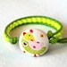 CALICO BIRD - Covered Button Wrap Bracelet - 1x wrap, Swarovski neon pearls - green, neon yellow