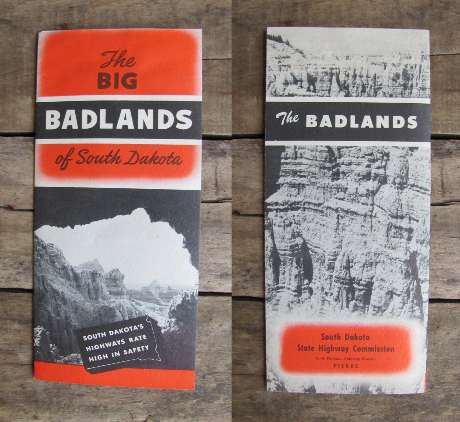 vintage c. 1950s The Big Badlands of South Dakota foldout brochure