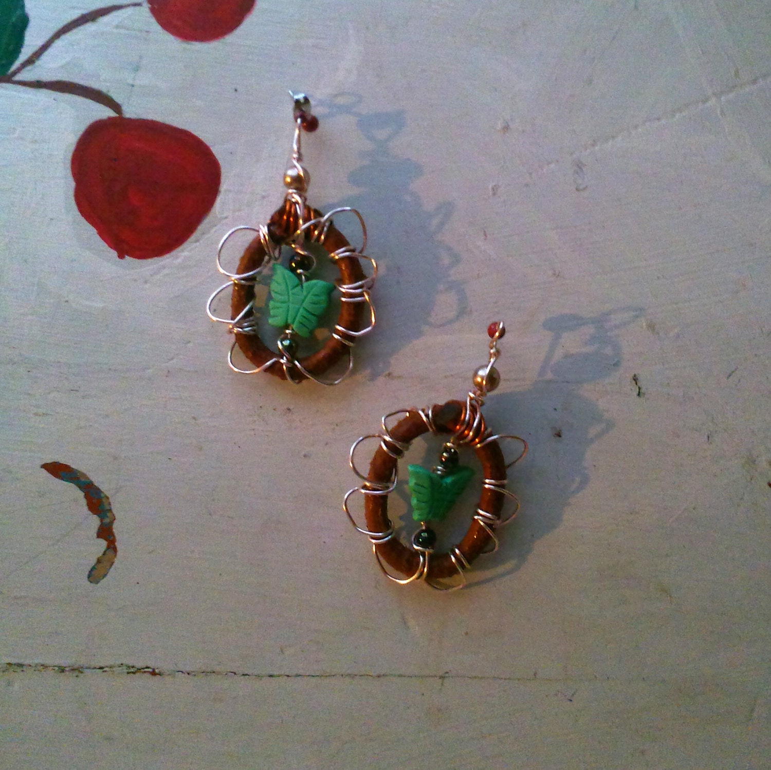 EARRINGS DANGLE BUTTERFLY Spring Vintage Upcycle
